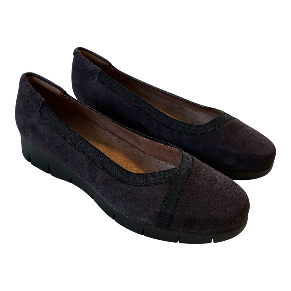 NEW Clarks | Women's 9.5W Daelyn Hill Purple/Gray Suede Wedge Slip-On